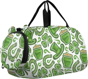 St Patricks Day Hat Horseshoe Clover Duffel Bags for Boys Small Gym Bags for Teens Dance Bag for Girls