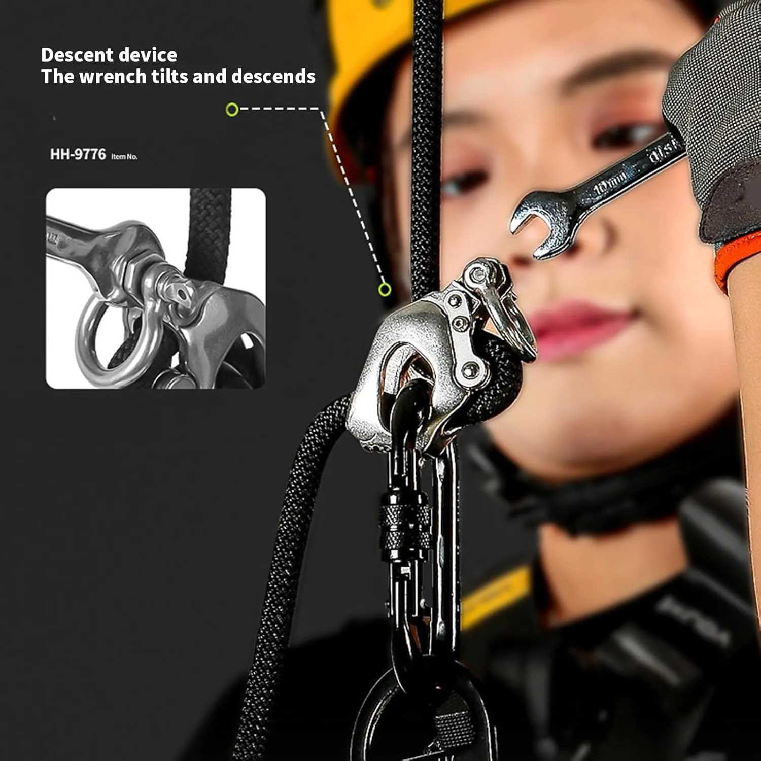 Stainless Steels Climbing Descender Device for Safe Descents Rock Climbing and Height Work Compacts and