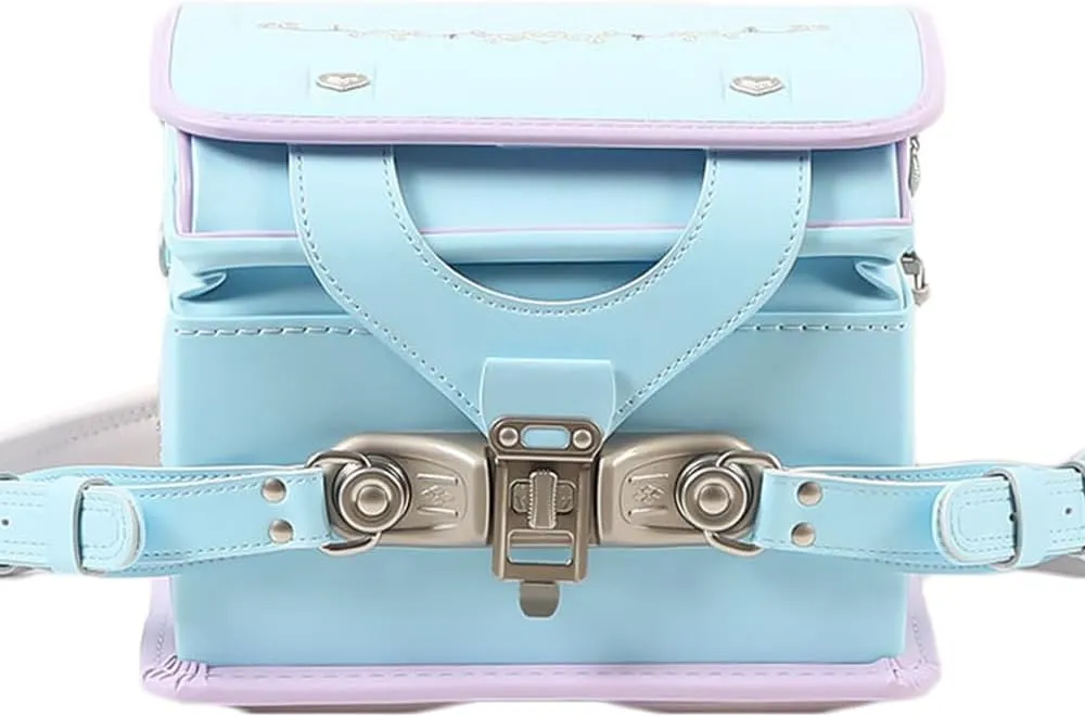 Star-Wind Randoseru backpack automatic school bag boys girls PU leather light weight Rain Cover, Blue