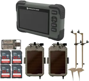 Stealth Cam Adjustable Multi-Pivot Mounting Post (2-Pack) Bundle with Solar Power Panel (2-Pack), SD Card Reader-Viewer (2-Pack), 32GB Memory Card (4-Pack), and 4-in-1 USB Card Reader (11 Items)