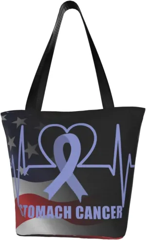 Stomach Cancer Awareness Heartbeat Periwinkle Ribbon Fashion Shoulder Bag Large Capacity For Man Or Woman