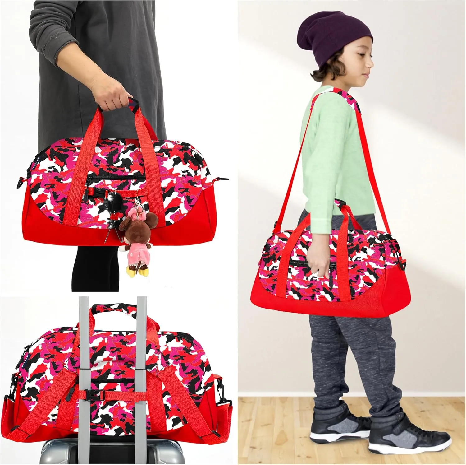 Stumdo Kids Overnighter Duffel Bags for kids, Carry-On Size & Ideal for School Practice or Overnight Travel Weekender Tote for Travel Gym Sport bag for Boys & Girls (11shong)