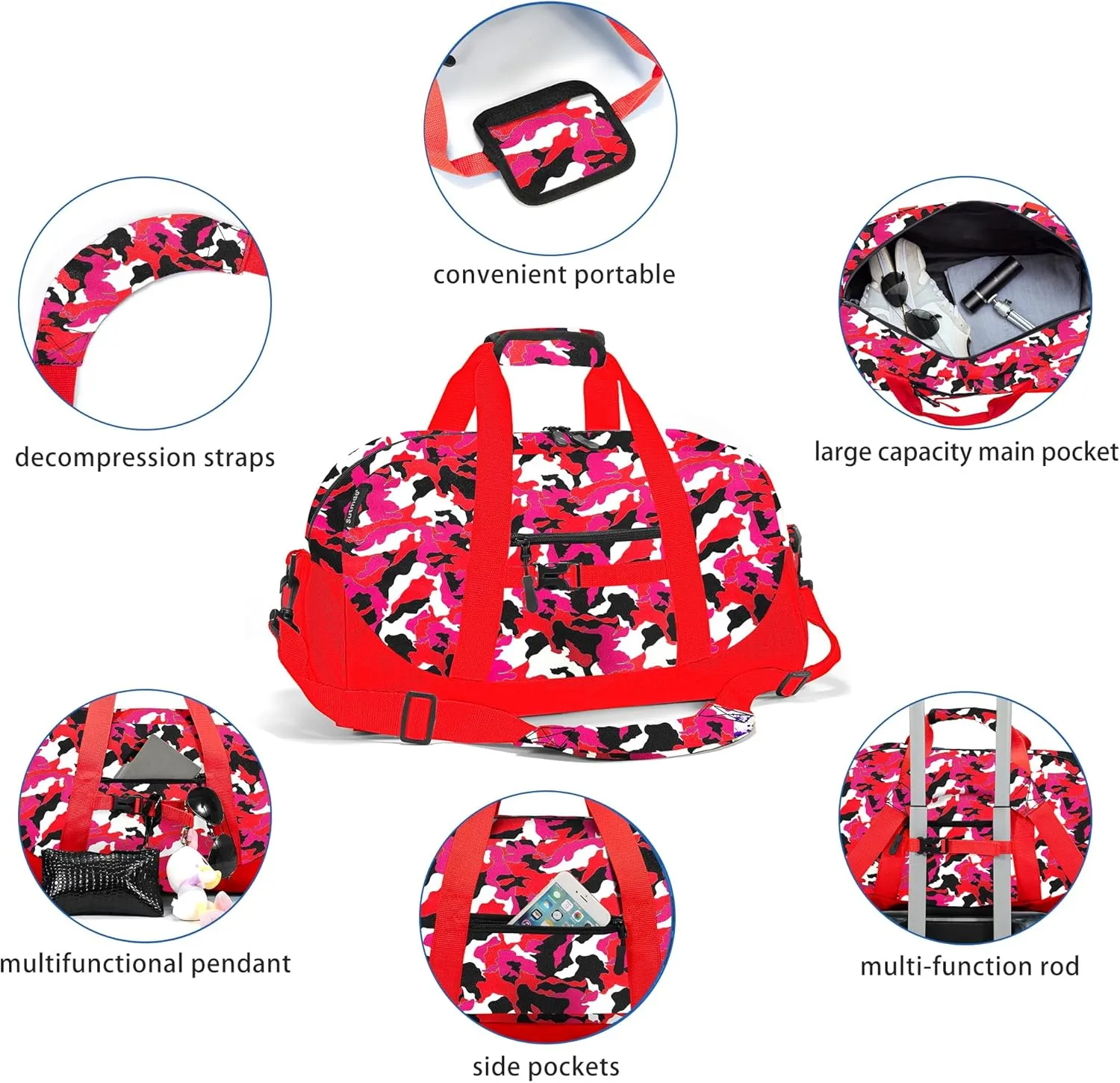 Stumdo Kids Overnighter Duffel Bags for kids, Carry-On Size & Ideal for School Practice or Overnight Travel Weekender Tote for Travel Gym Sport bag for Boys & Girls (11shong)
