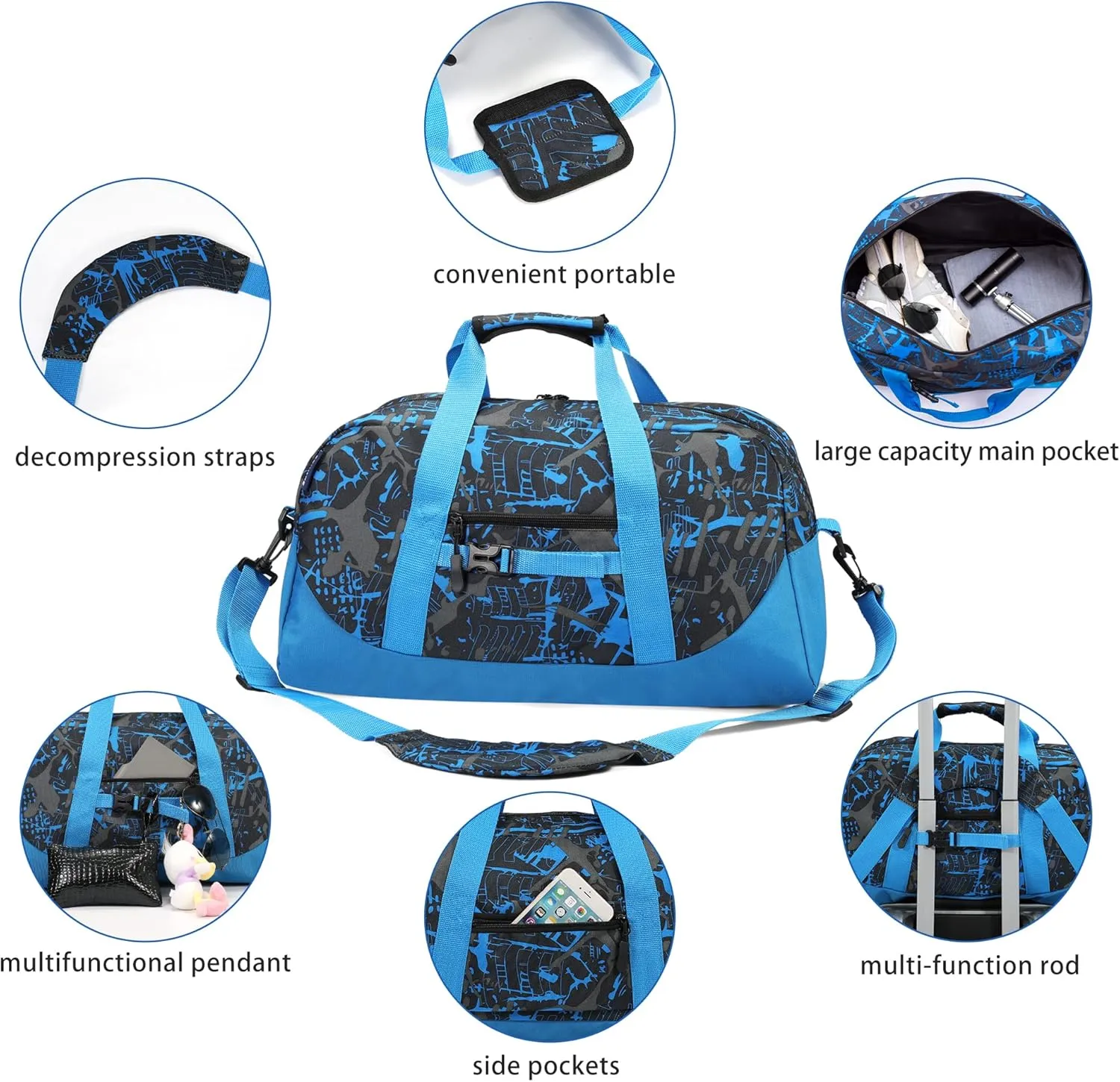 Stumdo Kids Overnighter Duffel Bags for kids, Carry-On Size & Ideal for School Practice or Overnight Travel Weekender Tote for Travel Gym Sport bag for Boys & Girls (11tylan)