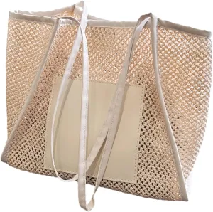 Stylish Beach Bag for Women Large Mesh Hollow Handbag Lightweight Perfect for Travel Pool Gym & Picnic