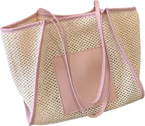 Stylish Beach Bag for Women Large Mesh Hollow Handbag Lightweight Perfect for Travel Pool Gym & Picnic