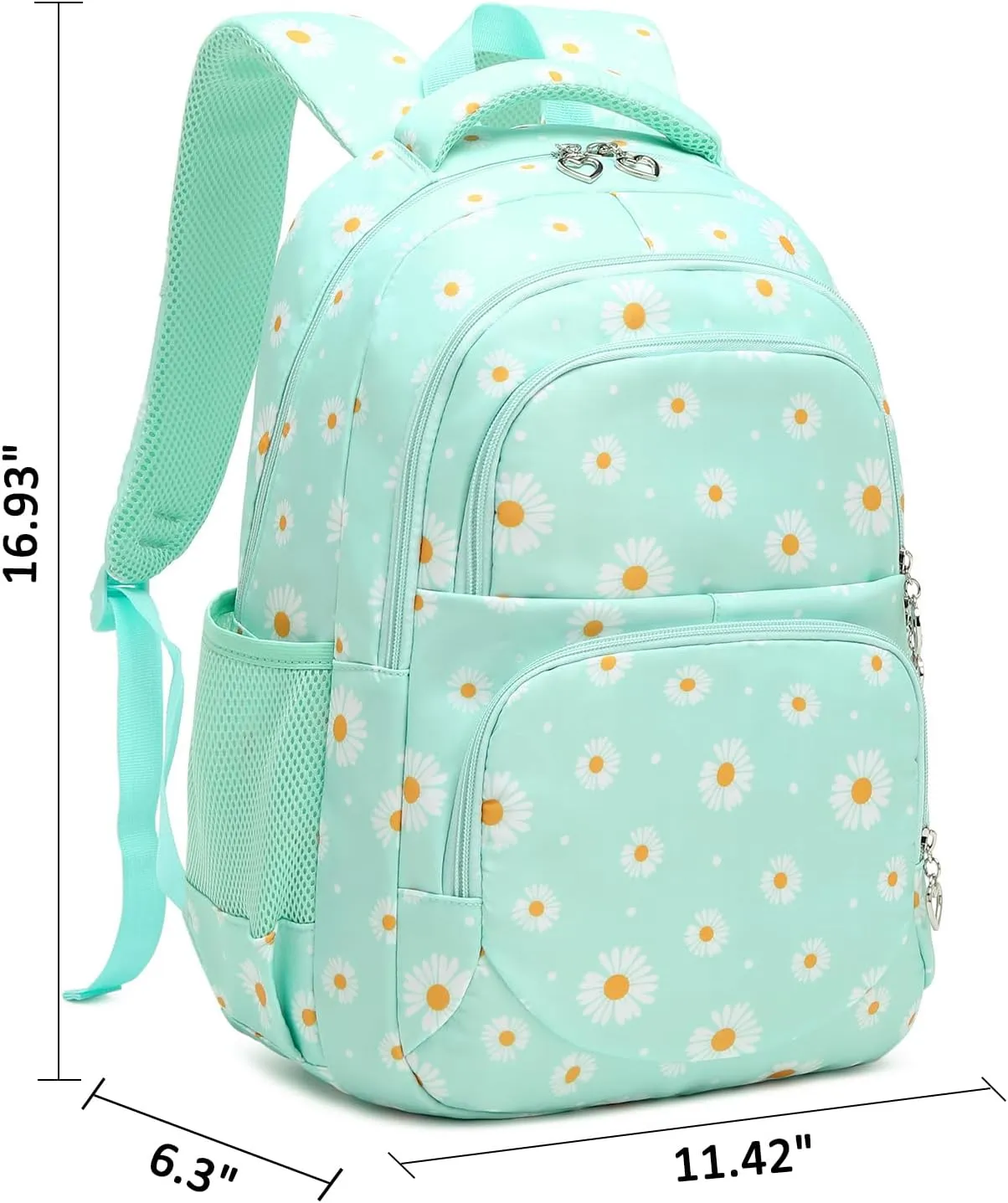 Sugaroom 3Pcs Daisy Prints Backpack for Girls Kids Bookbags set Primary School Backpack Elementary Backpack with Lunch Box and Pencil Case