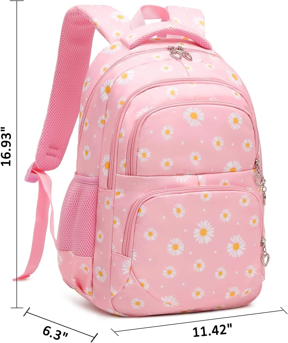 Sugaroom 3Pcs Lightweight Water Resistant Daisy Backpack for Girls Backpack with Lunch Box School Backpack Elementary Primary Kids Bookbags Set