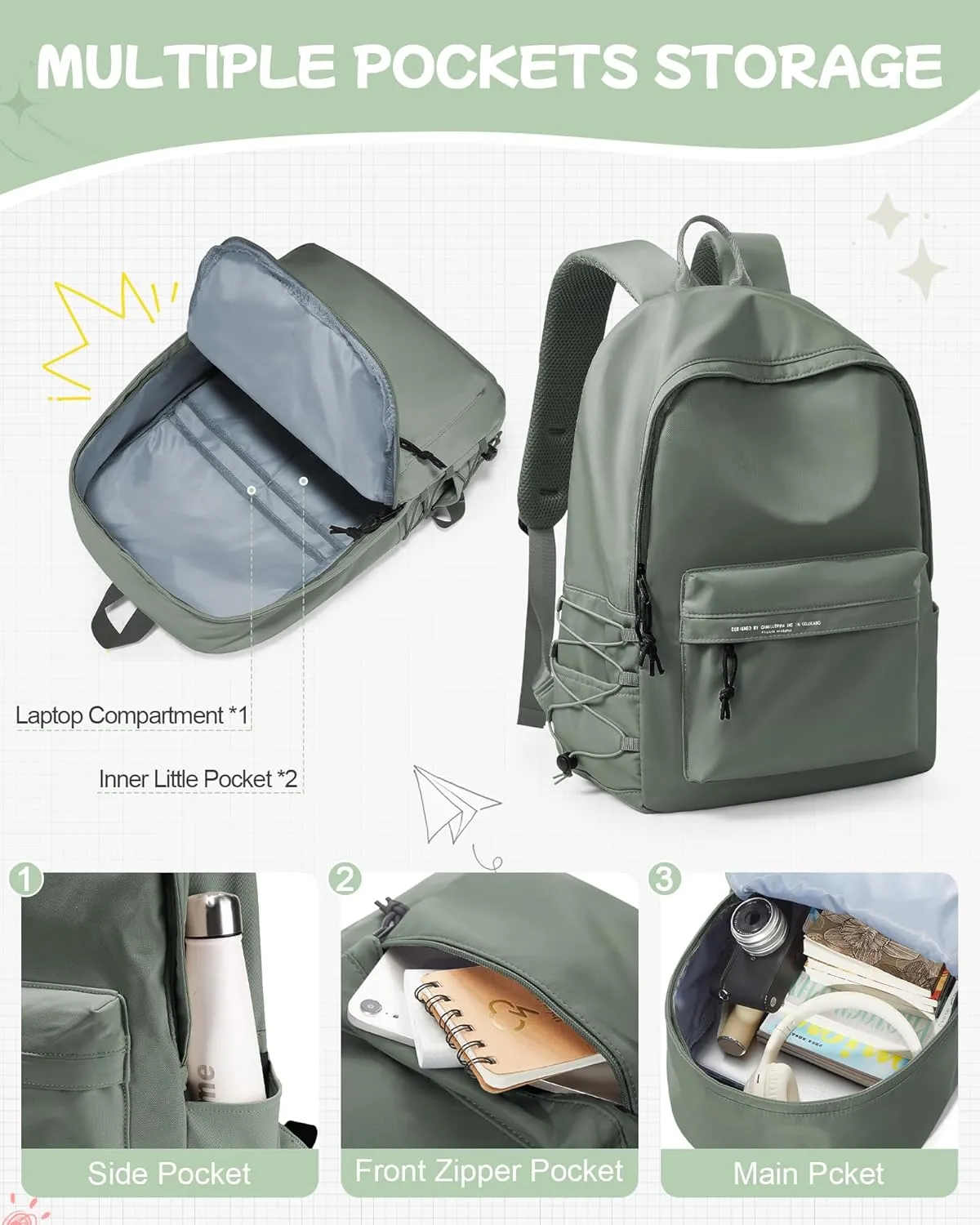 suradar School Backpack Middle High School Students Bookbag for Teens Girls Boy College Backpack for Women Men Casual Daypack