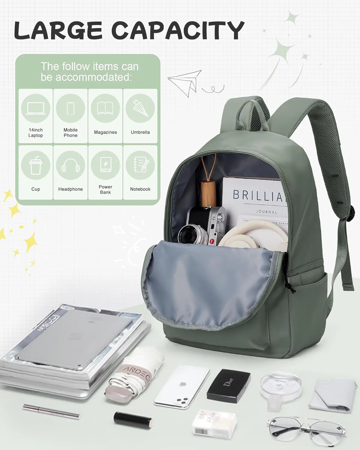 suradar School Backpack Middle High School Students Bookbag for Teens Girls Boy College Backpack for Women Men Casual Daypack
