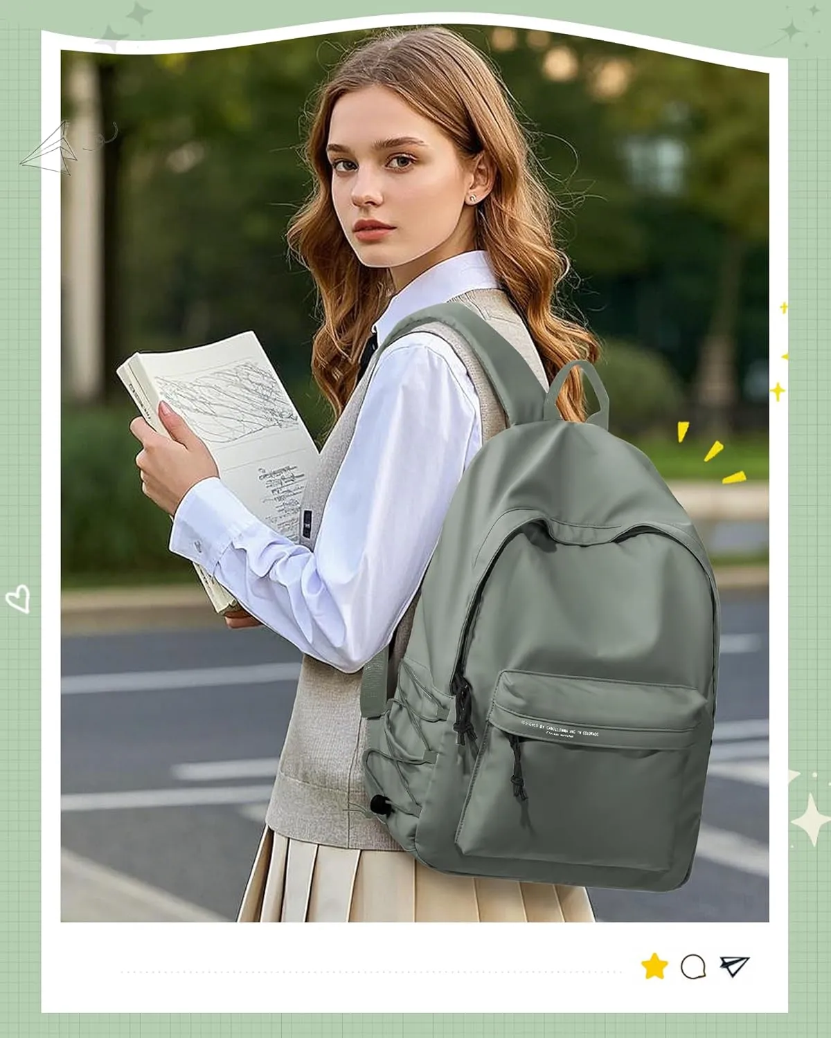 suradar School Backpack Middle High School Students Bookbag for Teens Girls Boy College Backpack for Women Men Casual Daypack