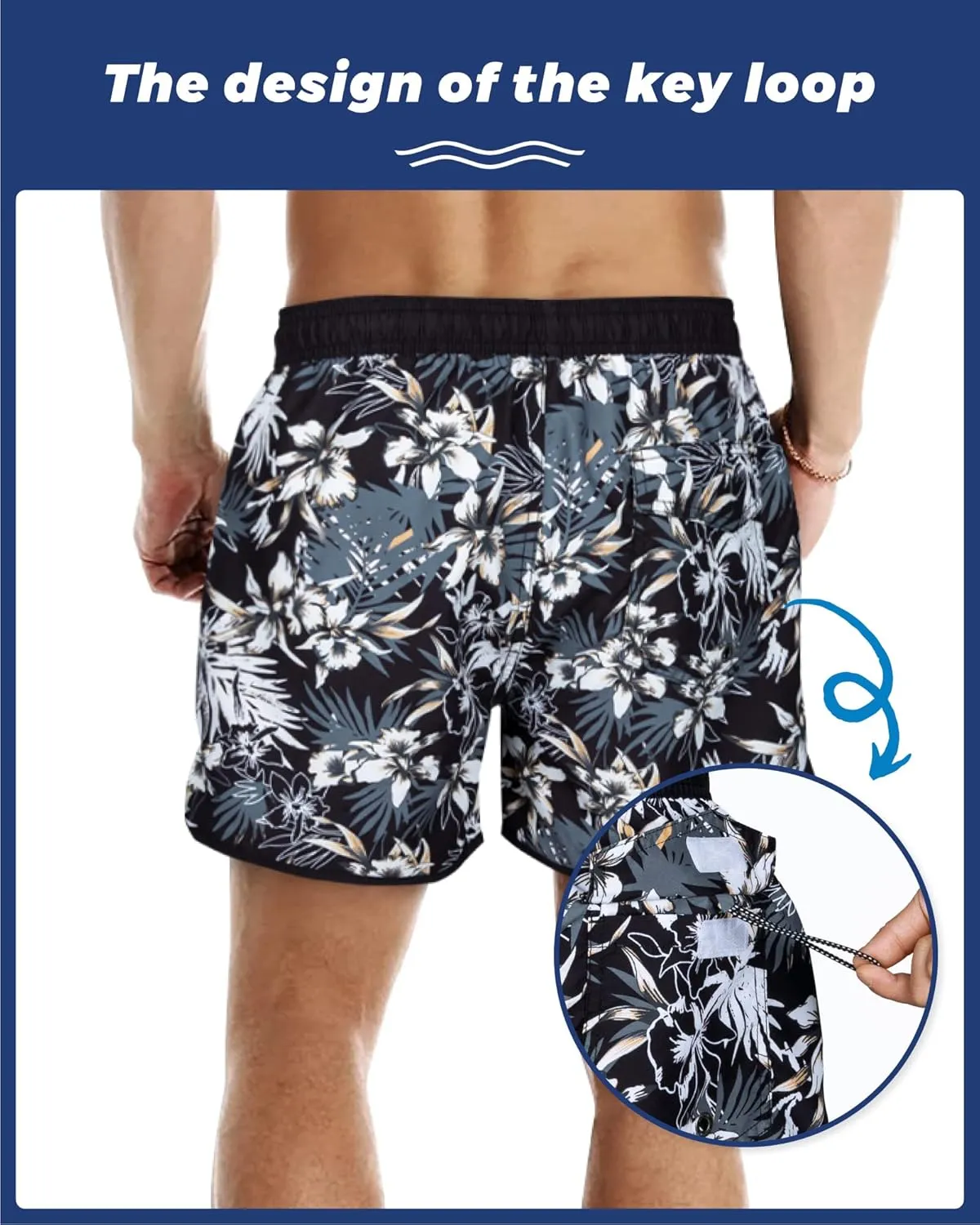 SURF CUZ Mens Swim Trunks 5" Swim Shorts Vintage Bathing Suits with Mesh Lining 80s 90s Retro Swimwear Board Shorts