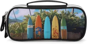 Surf's Up Surfboard Leather Makeup Bag Portable Small Cosmetic Organizer Waterproof Toiletry Bags Brushes Pencils And Travel Make Up Accessories