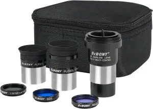 SVBONY SV233 7PCS Telescope Accessory Kit for Beginner, 6mm 17mm Telescope Eyepiece, 2X Barlow Lens with T Thread, Moon Filter, ND4, 82A Color Filter and Portable Bag, for Astronomical Observations