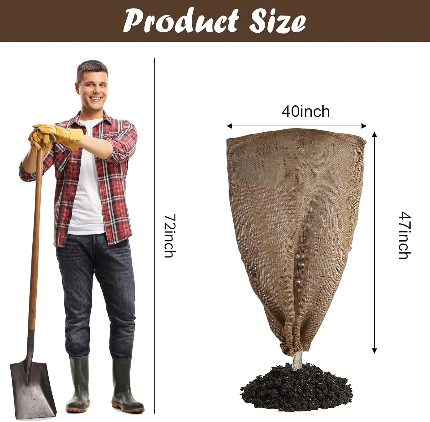 Svepndic 2PCS 47''x40'' Reusable Warm Burlap Winter Plant Cover Bags with Drawstring Burlap Plant Covers Freeze Protection Plant Frost Cloth Cold Freeze Blanket Protecting Fruit Tree Potted Plants