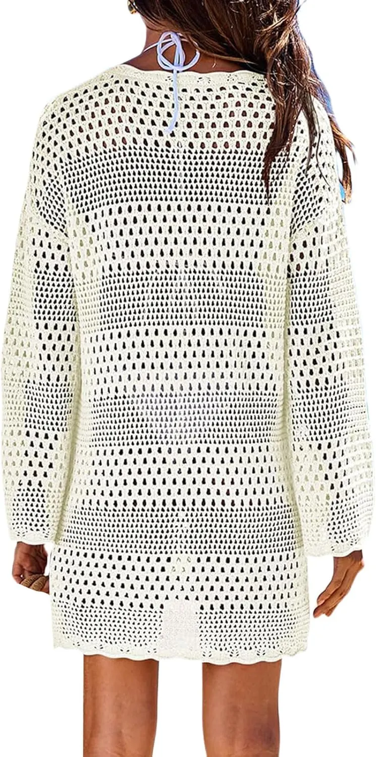 Swimsuit Coverup for Women Light Summer Bathing Suit Swimwear Mesh Knit Beach Dress Breathable Cover Up Crochet Dresses
