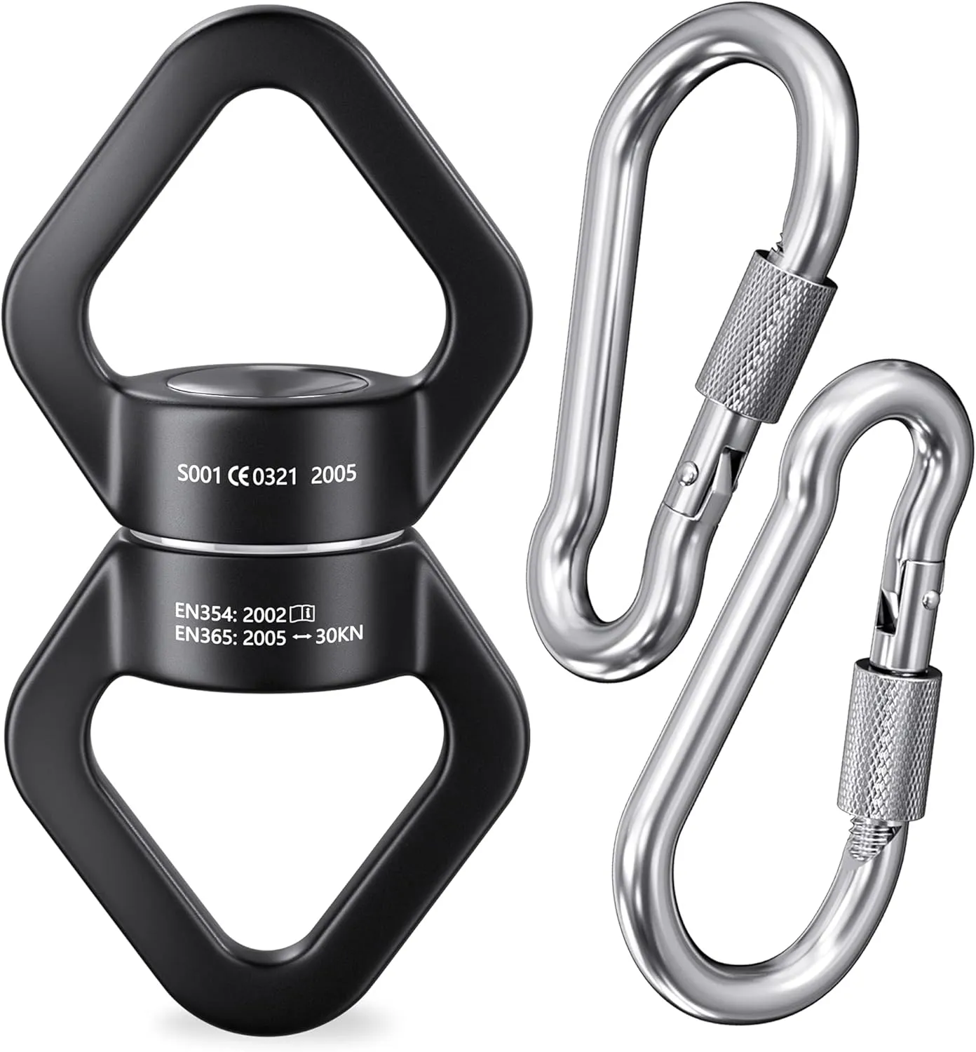 Swing Swivel, YARKOR Safety Rotational Device Hanging Accessory, 30KN 360° Rotational Device for Web Tree Swing, Rock Climbing, Hanging Hammock, Aerial Dance