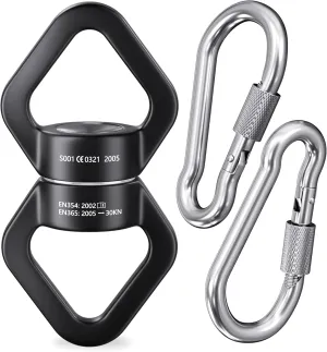 Swing Swivel, YARKOR Safety Rotational Device Hanging Accessory, 30KN 360° Rotational Device for Web Tree Swing, Rock Climbing, Hanging Hammock, Aerial Dance