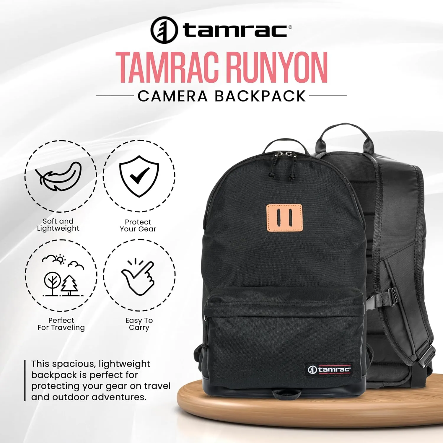 Tamrac Runyon Camera Backpack for Photographers, DSLR Camera Bag with Laptop Compartment, Professional Photography Backpack, Travel Camera Carrying Case with Customizable Protective Dividers