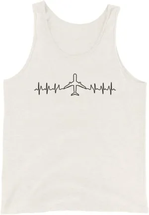 Tank Top Funny Heartbeat Graphic Flying Airplane Men Women Hobby Novelty Husband Aviation Aircraft School Dad Son