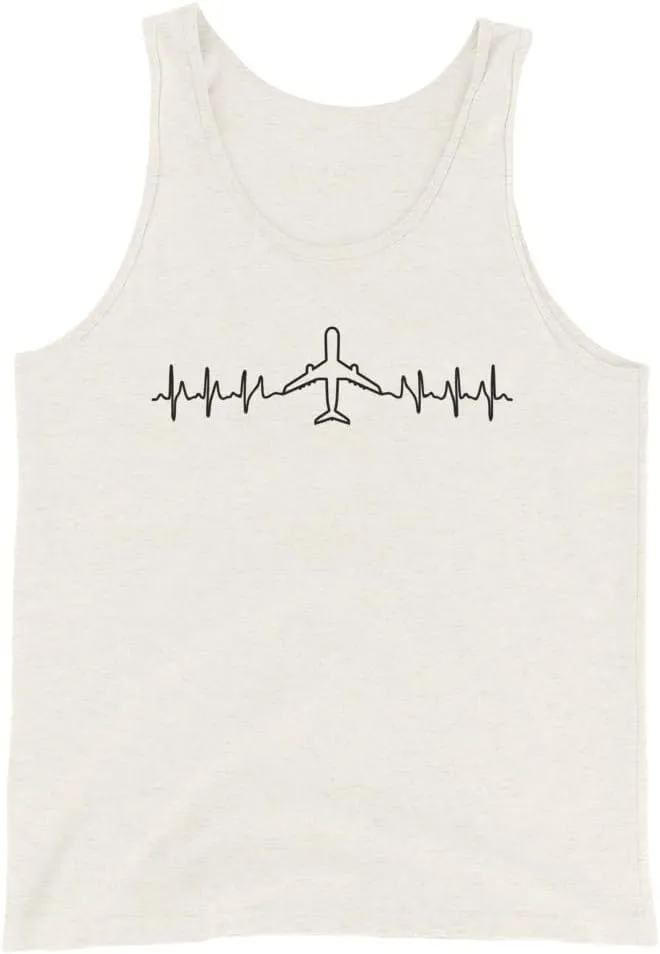 Tank Top Funny Heartbeat Graphic Flying Airplane Men Women Hobby Novelty Husband Aviation Aircraft School Dad Son