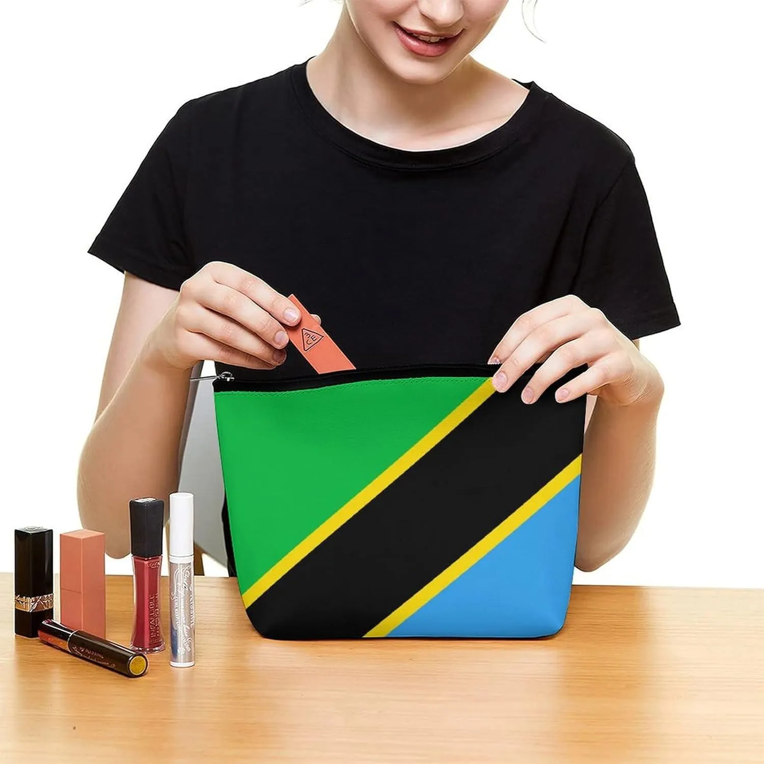 Tanzania Flag Compact Makeup Organizer Travel Cosmetic Bag for Women