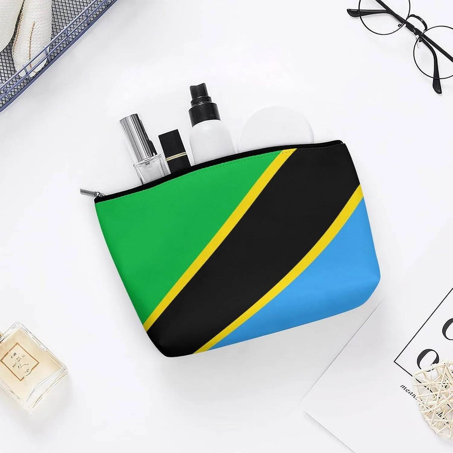 Tanzania Flag Compact Makeup Organizer Travel Cosmetic Bag for Women