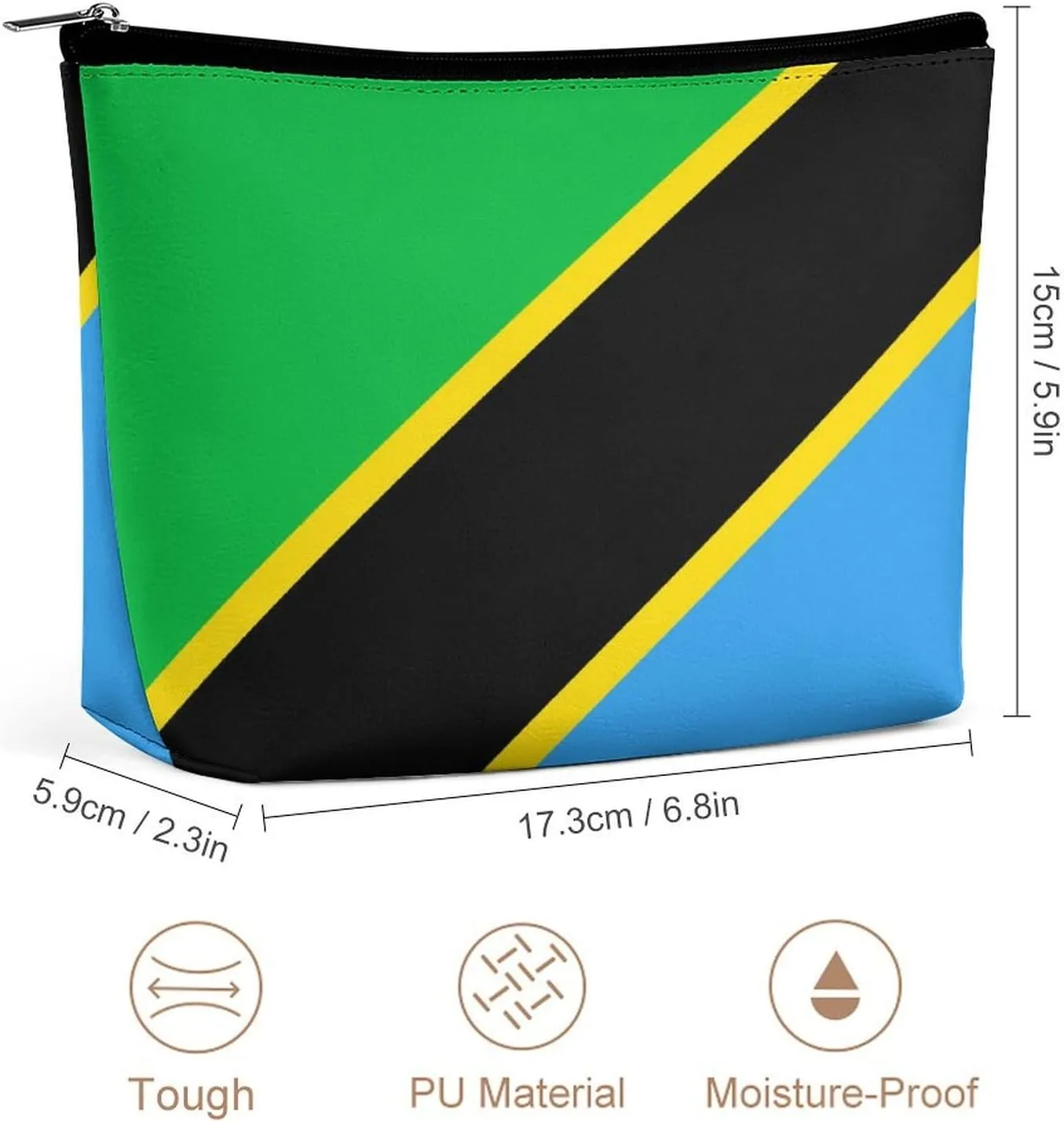 Tanzania Flag Compact Makeup Organizer Travel Cosmetic Bag for Women