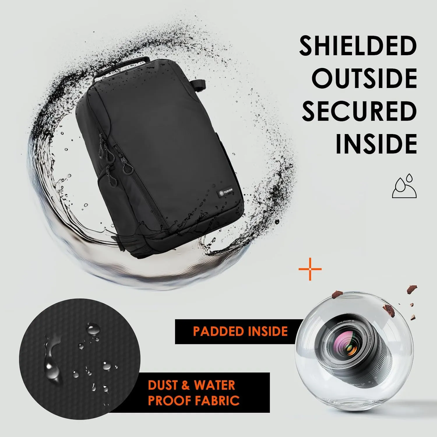TARION Camera Backpack Waterproof Bag - DSLR Camera Bag with 15.6in Laptop Compartment Rain Cover, Professional Travel Photography Backpack for Photographers, SLR, Camera Lens, TR-XL, Black