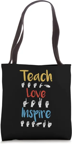 Teach Love Inspire | Proud ASL Deaf Mute Sign Language Tote Bag