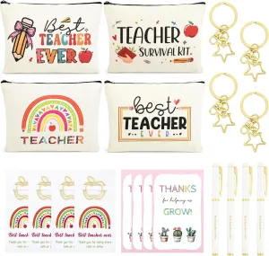 Teacher Appreciation Gifts Bulk Teacher Gifts Makeup Bag Survival Kit with Keychain for Women