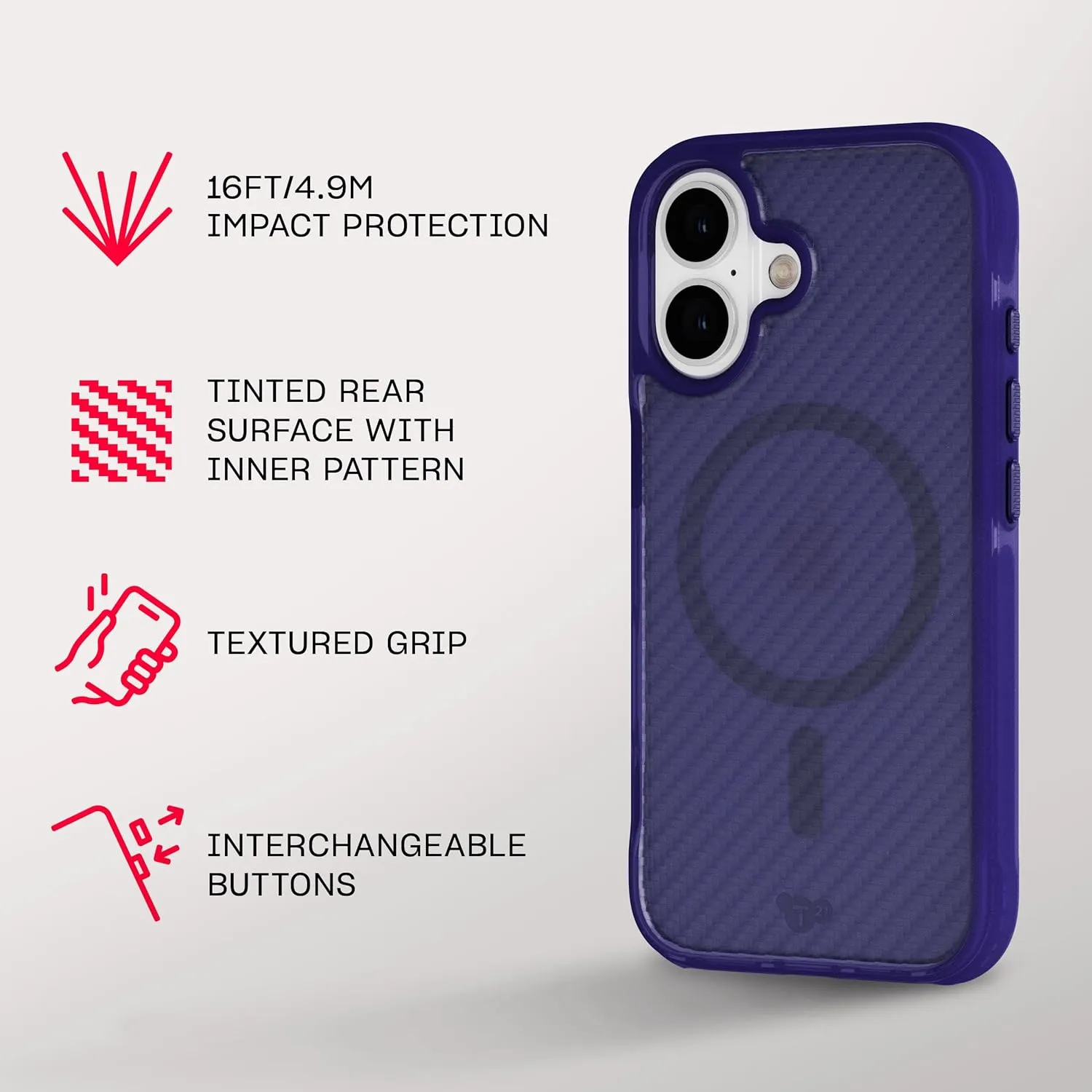 Tech21 EvoArmor for iPhone 16 Compatible with MagSafe - Impact Protection Case 21x Military Standard Tested in Purple