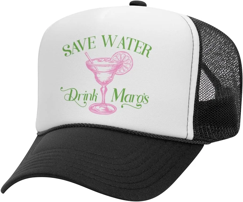 TeesAndTankYou Save Water Drink Margs Foam Trucker Cap Adjustable Mesh Back Hat