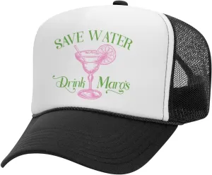TeesAndTankYou Save Water Drink Margs Foam Trucker Cap Adjustable Mesh Back Hat