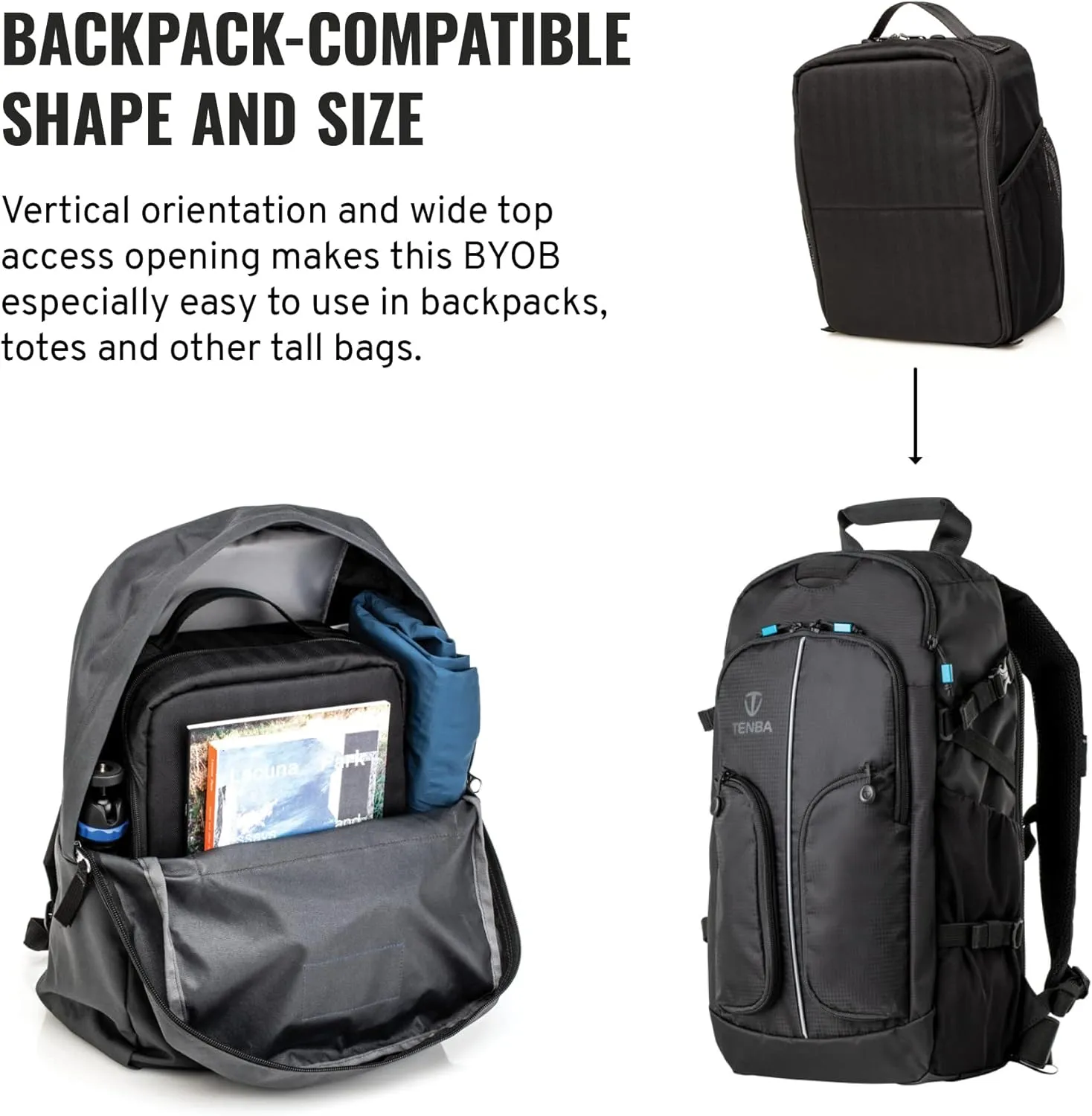 Tenba BYOB 10 DSLR Backpack Insert - Turns any bag into a camera bag for DSLR and Mirrorless cameras and lenses – Blue (636-625)
