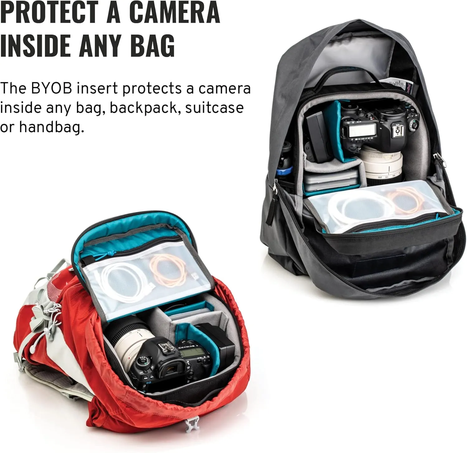 Tenba BYOB 10 DSLR Backpack Insert - Turns any bag into a camera bag for DSLR and Mirrorless cameras and lenses – Blue (636-625)