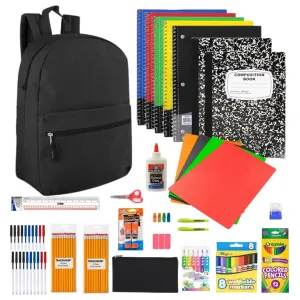 TG Creations Back to School Supply Kit – 100  Pieces – Complete School Supplies Bundle with Backpack, Notebooks, Folders, Crayons & More – Ideal for Kids & Teens