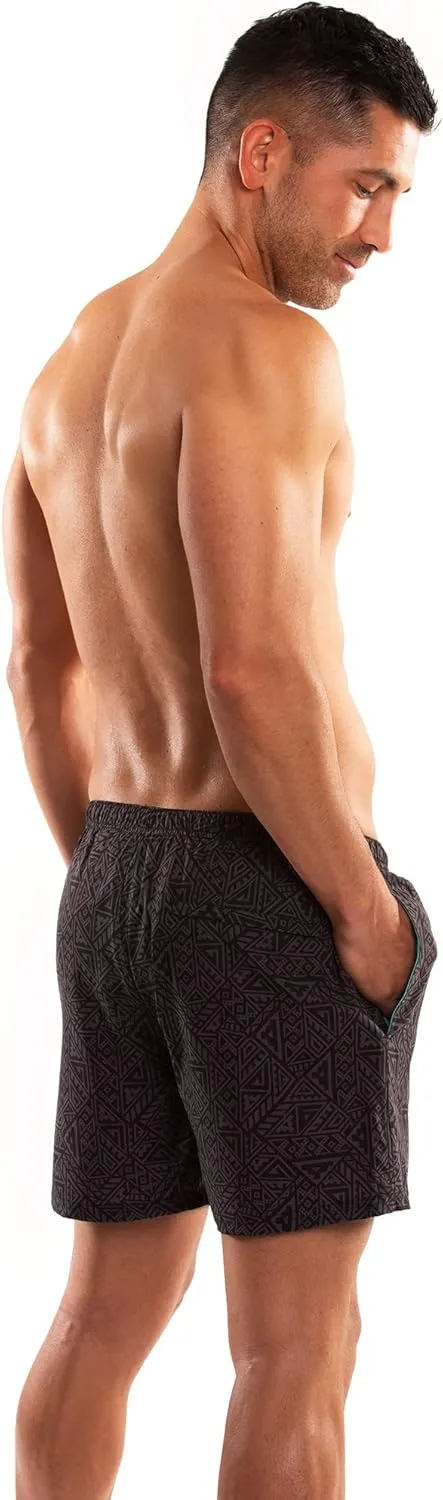 Third Wave Swim Trunks with Compression Liner - Men's Premium 5 Inch Inseam Quick Dry Swim Shorts for Beach and Swimming