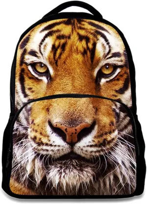 Tiger Animal School Bag For Man/Kid/Girl/Woman 3D Printing Student Backpack 17 Inch Black Cool Design Casual Daypack