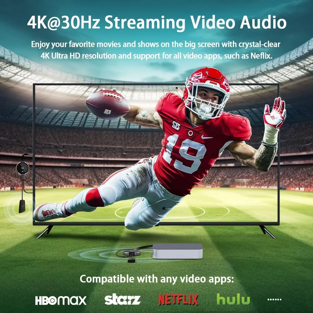 TIMBOOTECH Wireless HDMI Transmitter and Receiver 4K, Streaming Media Video/Audio/File HDMI Wireless Extender 5G Kit for Laptop, Camera, Cable Box, Netfix, PS5, Phone to Monitor, Projector, HDTV 165FT