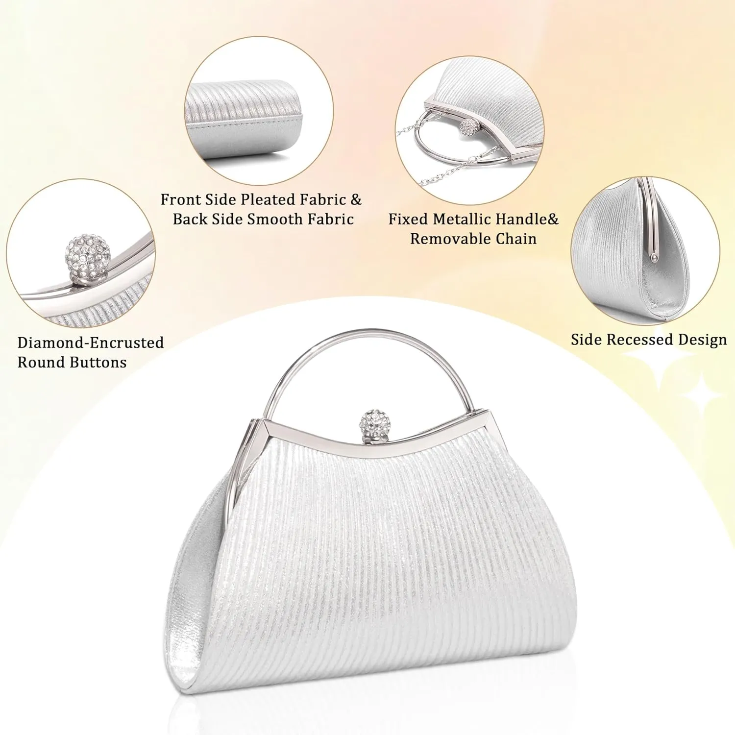 Tmore Evening Purses for Women Sparkly Handbags with Chain Womens Evening Bag for Wedding Party Prom