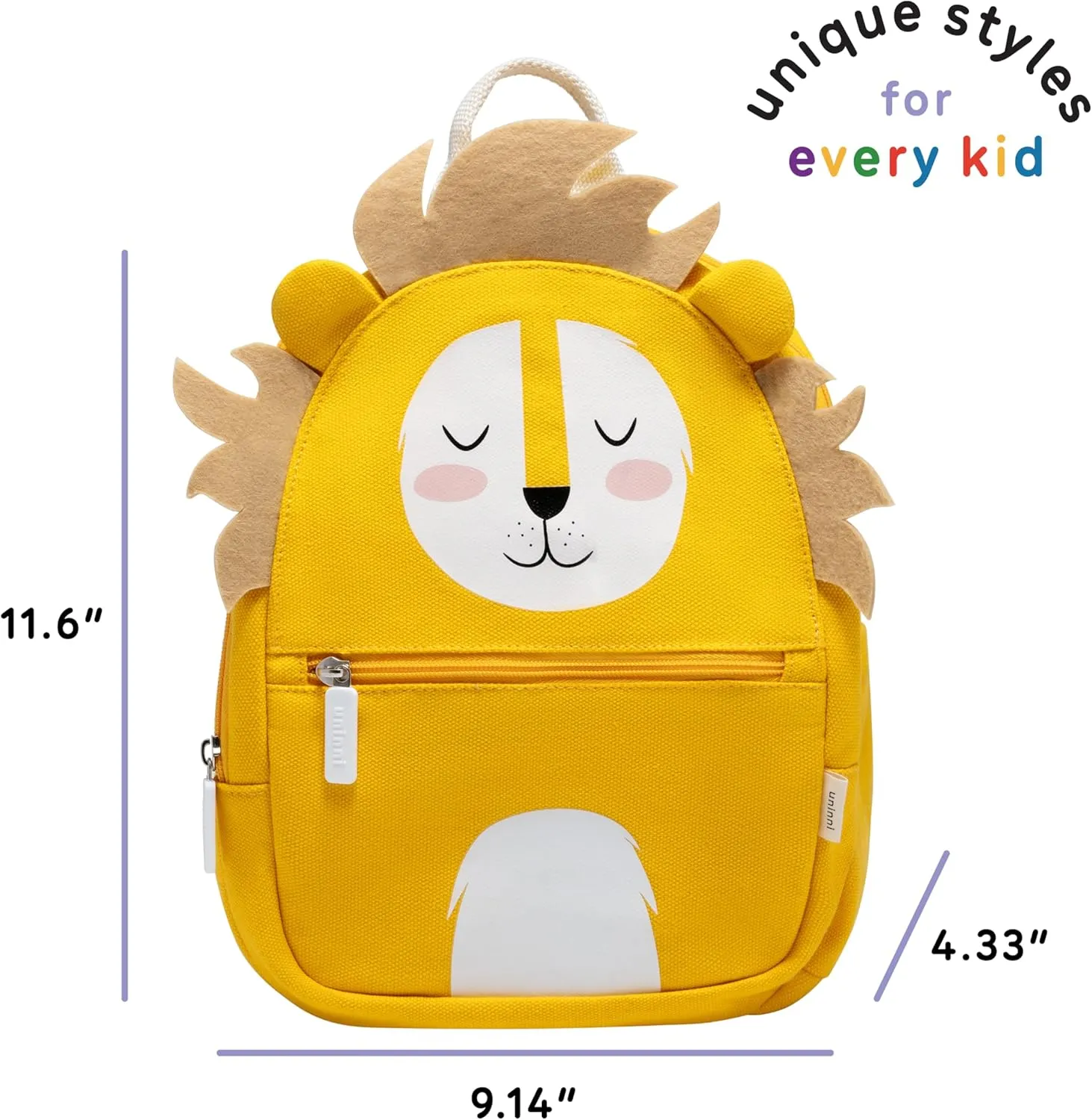 Toddler Mini Backpack for Girls and Boys, Child Backpack for School and Travel, Kindergarten, Elementary, Kids Ages 2–5, Padded Back, Adjustable Straps - Lion