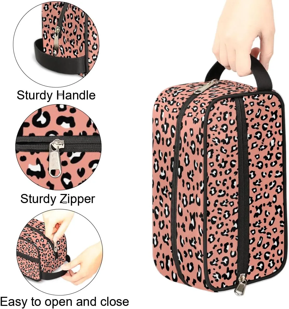 Toiletry Bag for Girls Woman,Leopard Print Travel Toiletry Bag for Man Comestic Makeup Bag,Waterproof Shaving Bag for Toiletries Accessories Travel Essentials,Pink
