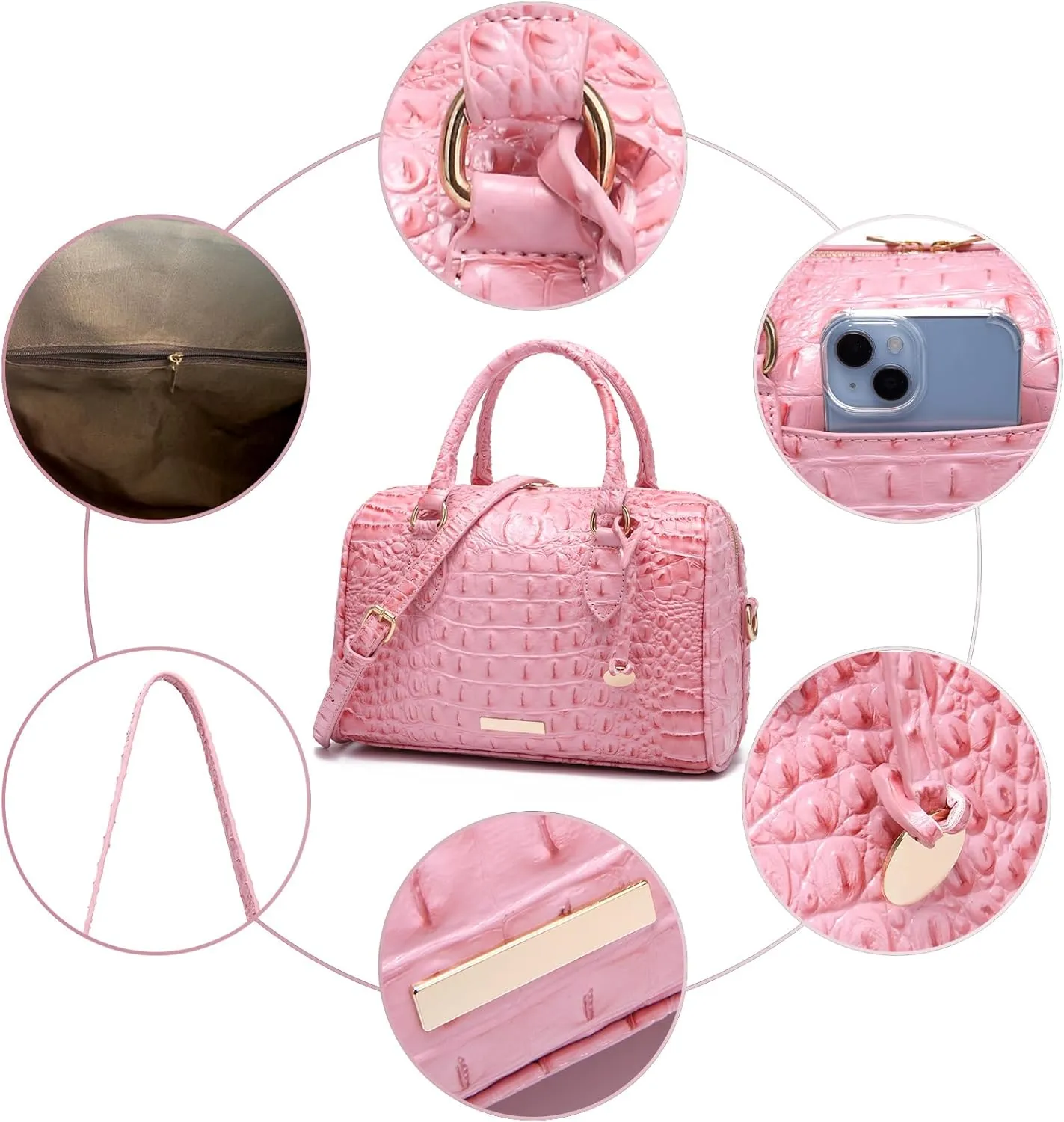 Top-Handle Crocodile Purses For Women Crossbody Leather Bags Trendy Large Capacity Tote with Shoulder Strap