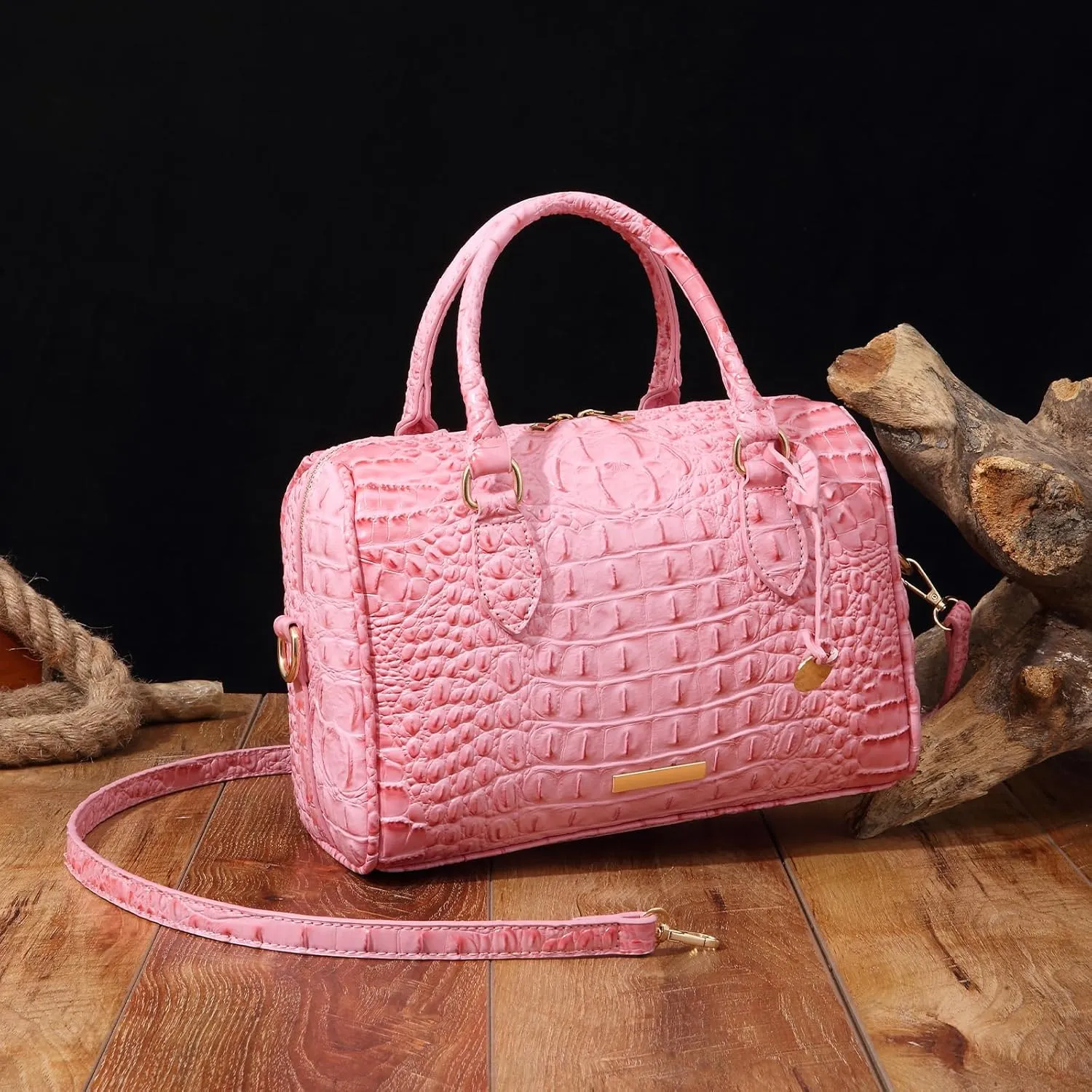 Top-Handle Crocodile Purses For Women Crossbody Leather Bags Trendy Large Capacity Tote with Shoulder Strap