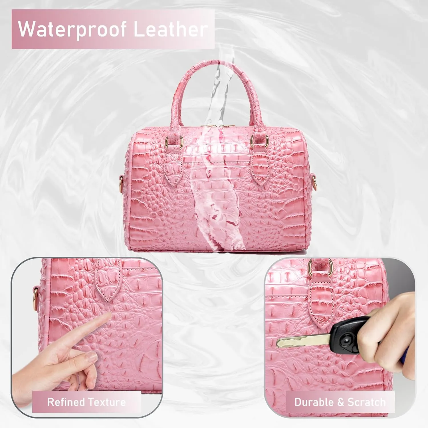 Top-Handle Crocodile Purses For Women Crossbody Leather Bags Trendy Large Capacity Tote with Shoulder Strap
