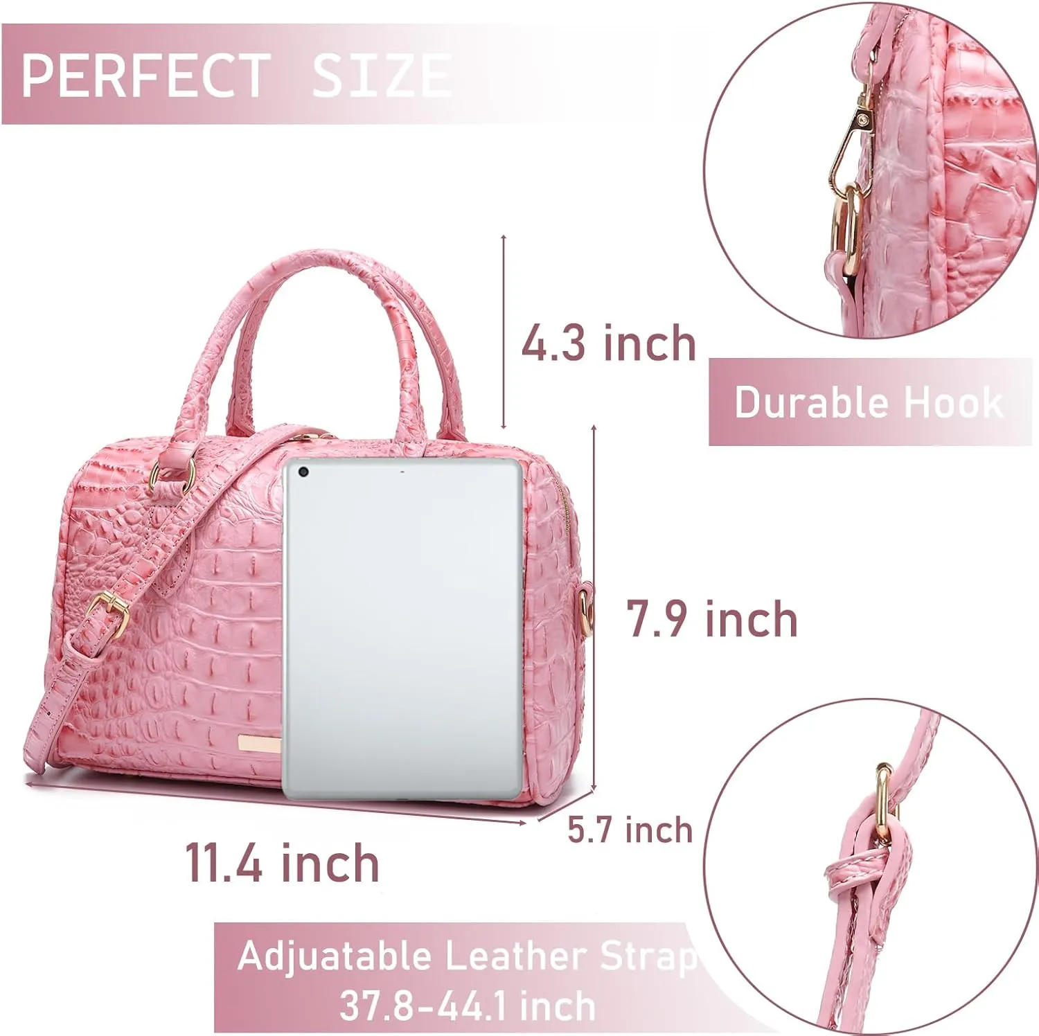 Top-Handle Crocodile Purses For Women Crossbody Leather Bags Trendy Large Capacity Tote with Shoulder Strap