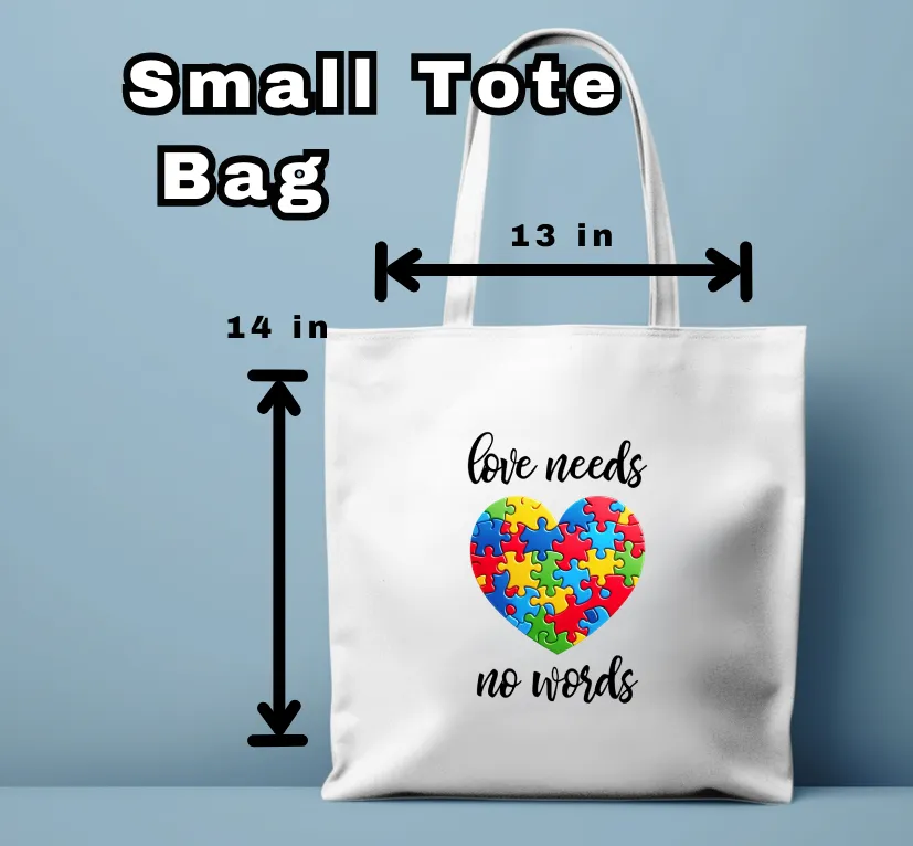 Tote Bag-Cause-Love Needs No Words Heart Puzzle