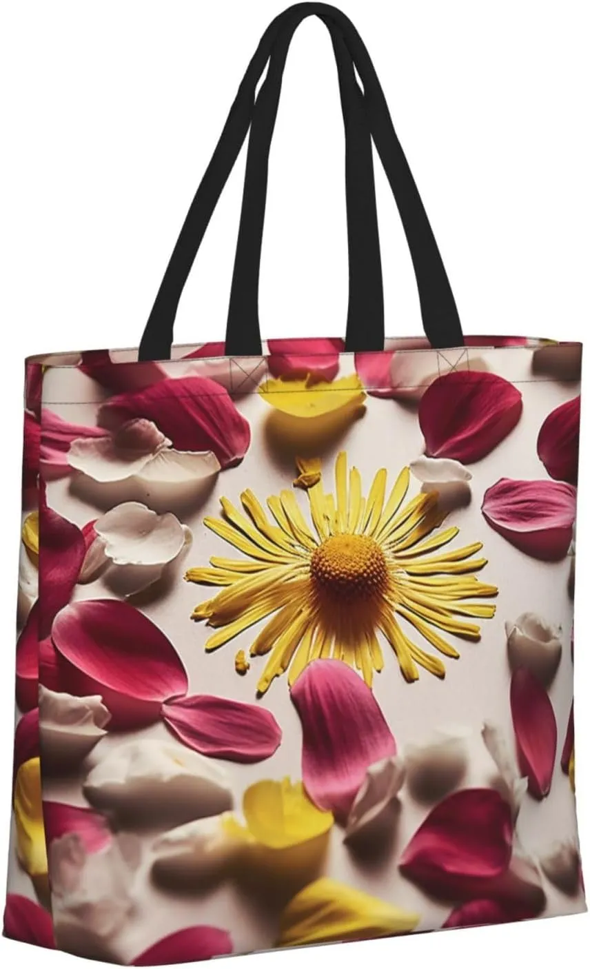 Tote Bag for Women Flower watercolor Shoulder Bag with Zipper Handbag Large Capacity Reusable Grocery Bag