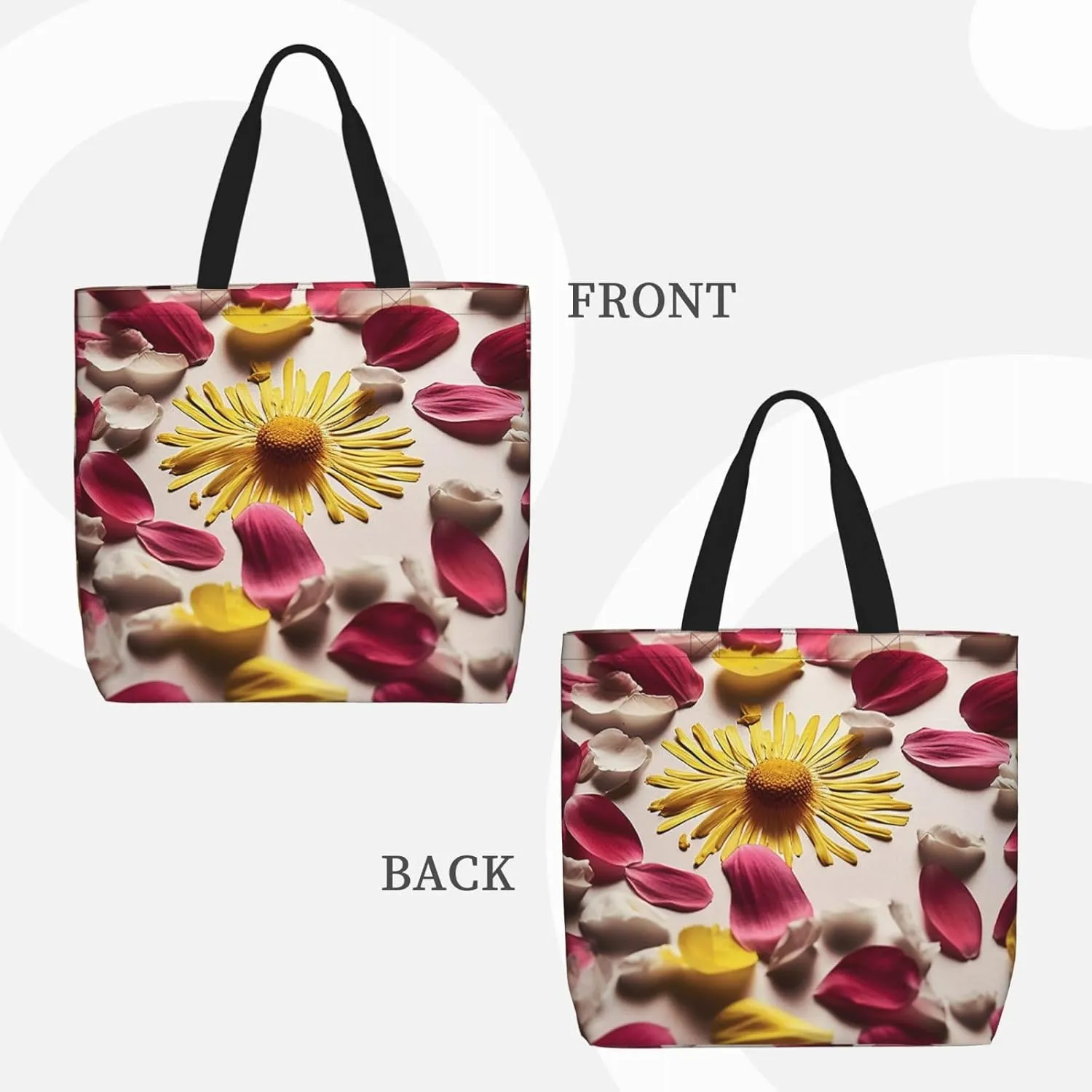 Tote Bag for Women Flower watercolor Shoulder Bag with Zipper Handbag Large Capacity Reusable Grocery Bag